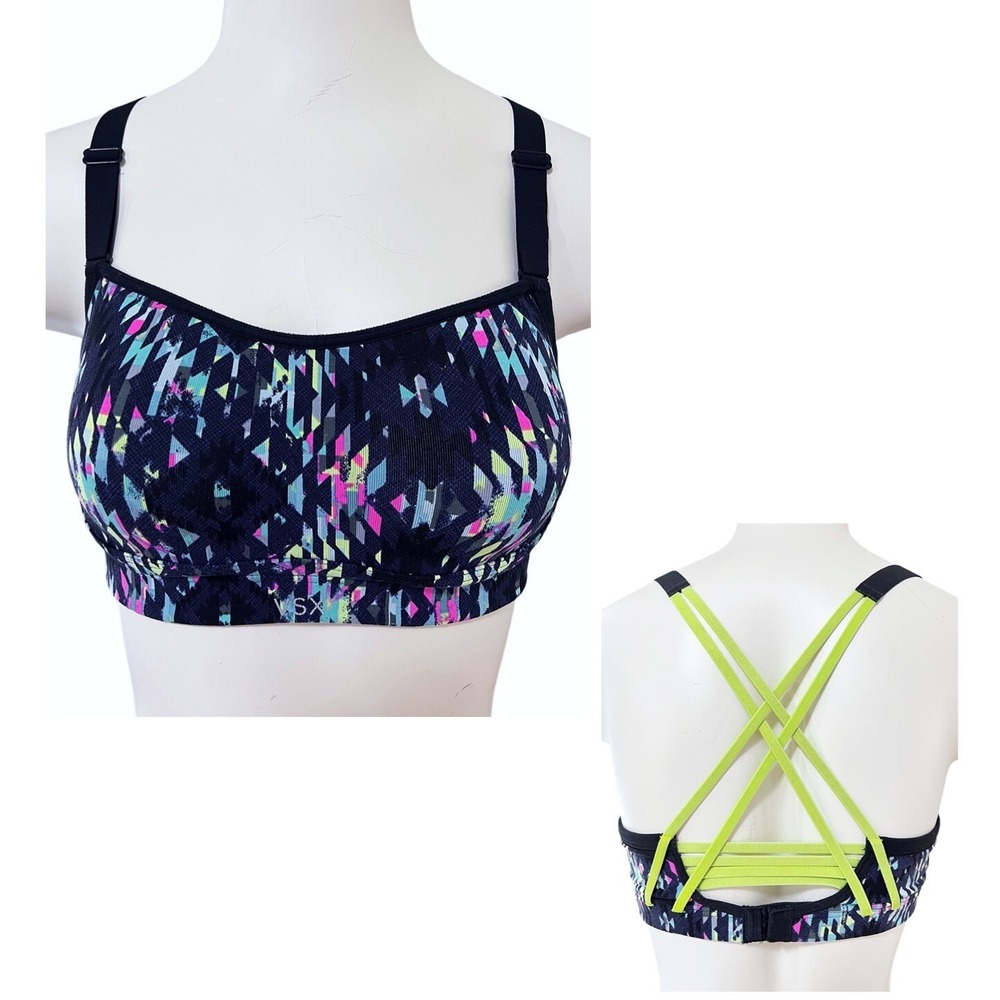 VSX Victoria's Secret Sports Bra Strappy Back Lightly Lined Running Fitness 34B